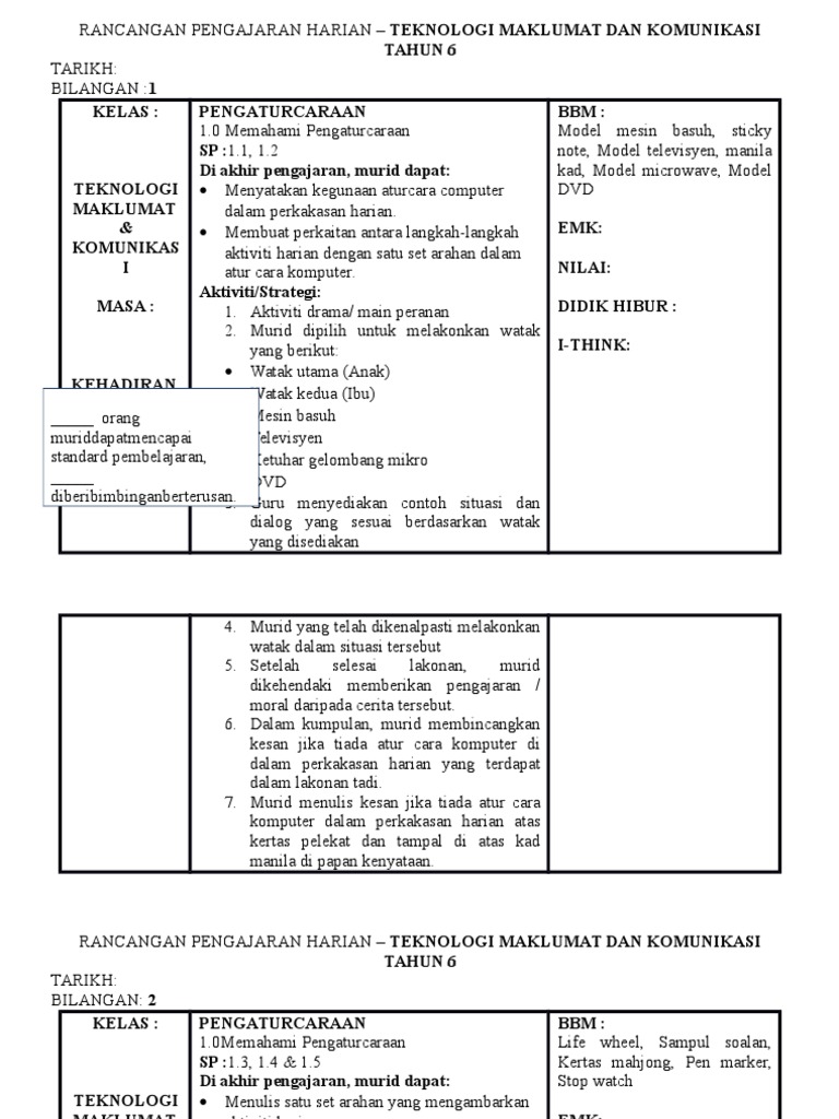 Rph Ringkas Tmk Tahun 6 Pdf