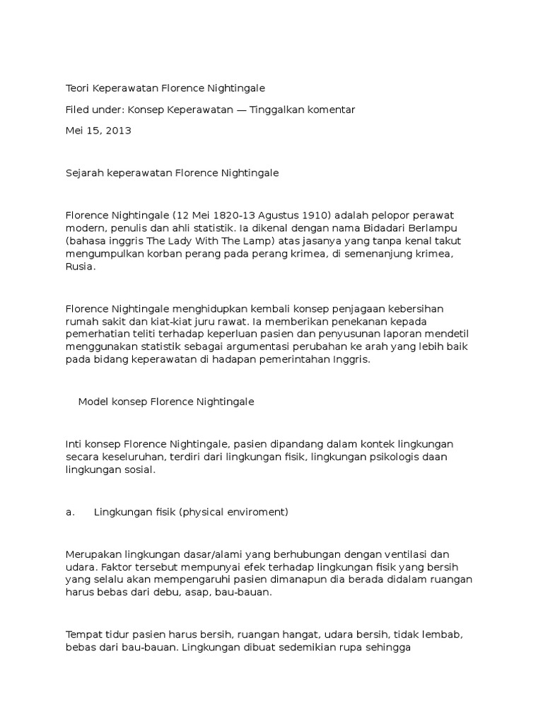 Teori Keperawatan Florence Nightingale PDF