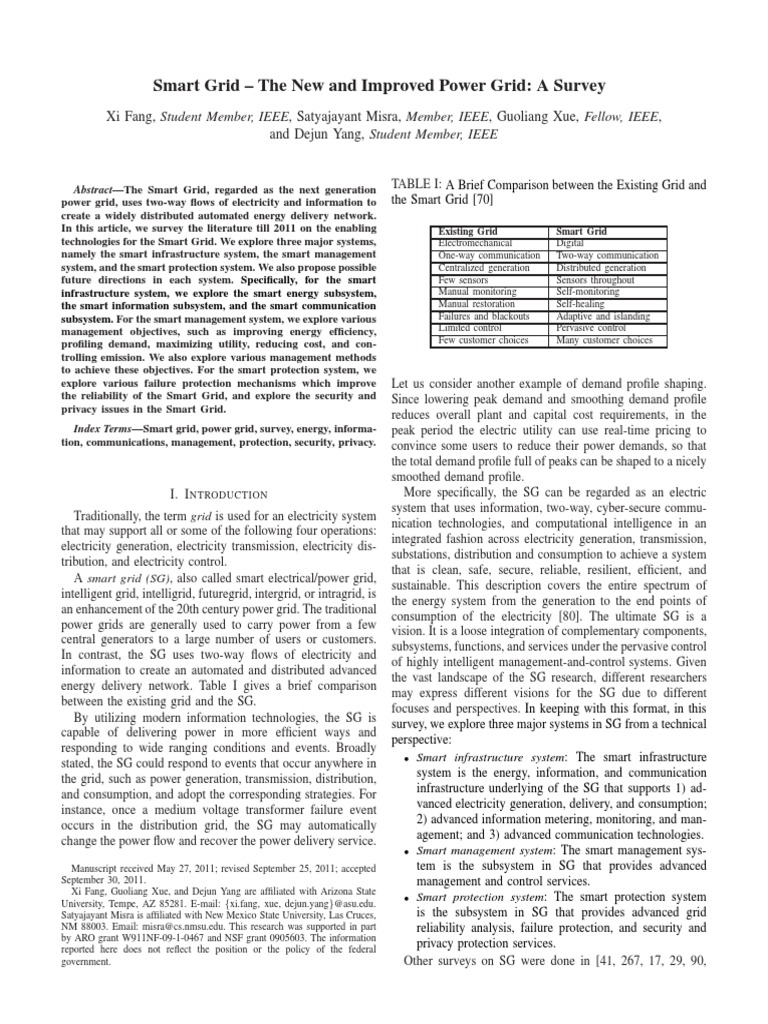 Smart Grid Technologies Survey | PDF | Electrical Grid | Distributed ...