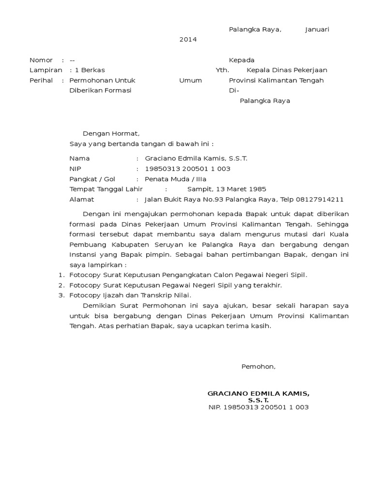 Surat Formasi