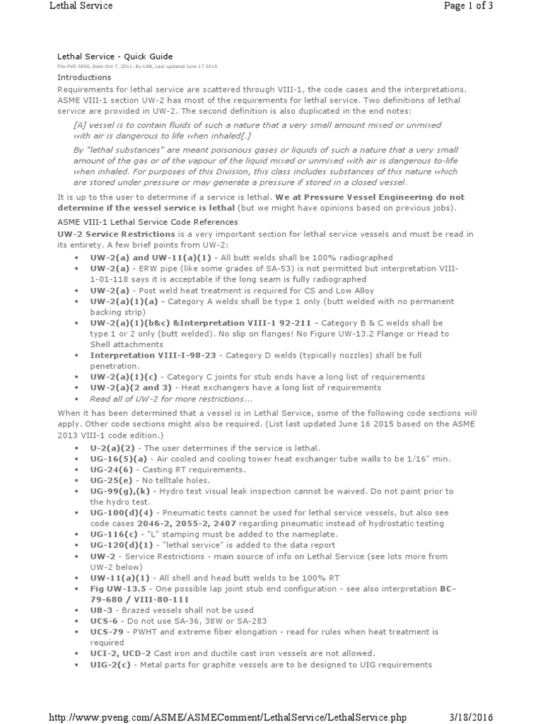 Pressure Vessel For LETHAL Service PDF Welding Construction