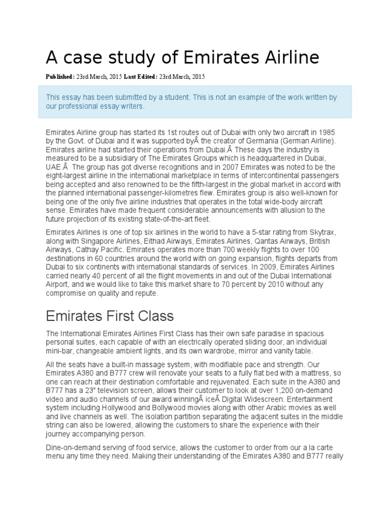 Emirates Airline Case Study Analysis | PDF | Emirates (Airline ...
