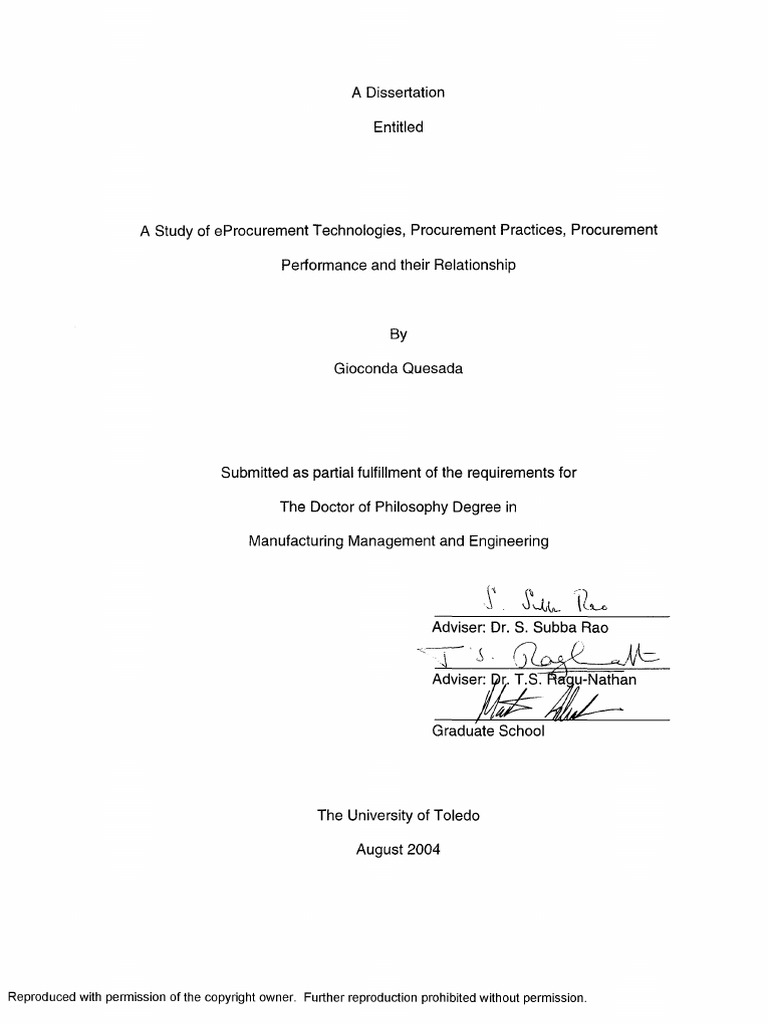 Dissertation on e procurement login