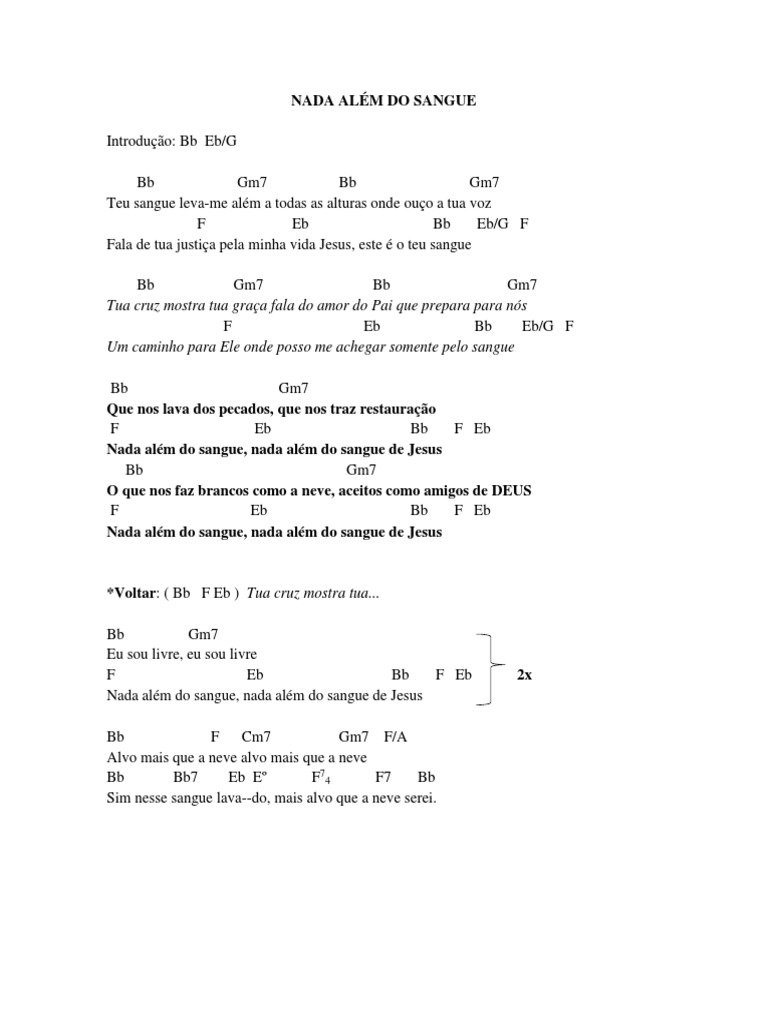 6 Nada Além Do Sangue Cifra PDF