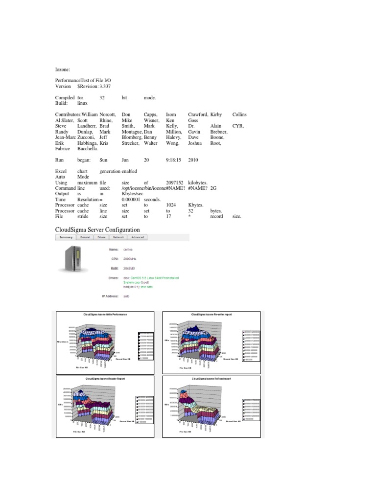 CloudSigma Iozone File I/O Test | PDF | Computer File | Utility Software
