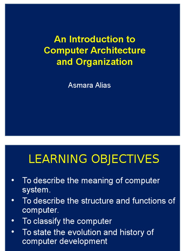 An Introduction To Computer Architecture and Organization: Asmara Alias ... image.