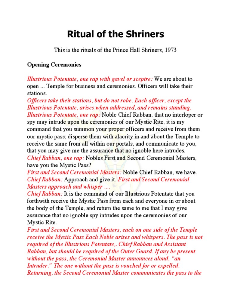 Rituals and Ceremonies of the Prince Hall Shriners | PDF | Altar | Muhammad