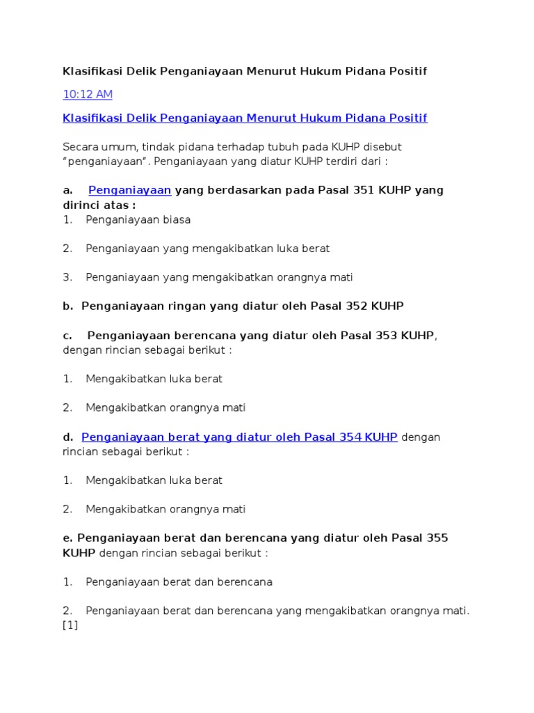 Unsur Pasal 351 Ayat 3 Kuhp - Berbagai Unsur