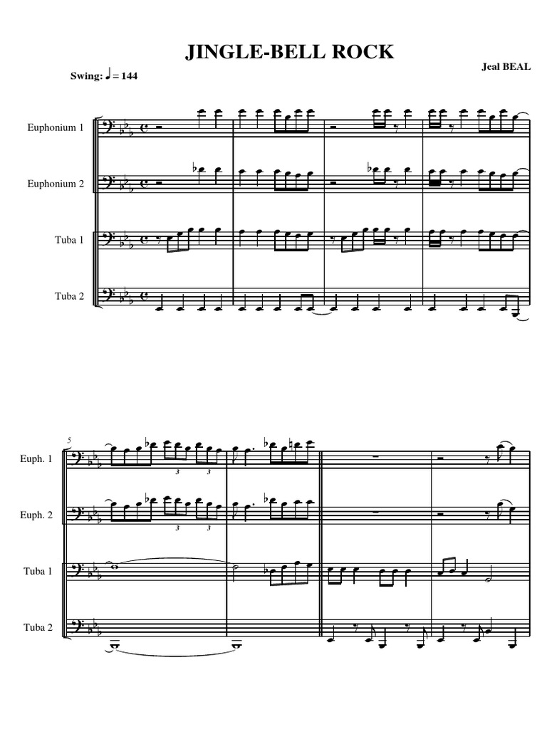 Quartet Tuba JINGLEBELLS ROCK (BEAL) (Score & Parts) PDF PDF