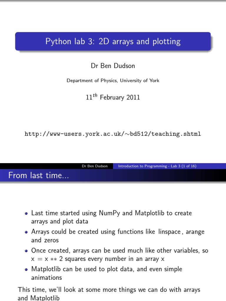 Introduction to 2D Arrays and Multi-Dimensional Plotting in Python ...