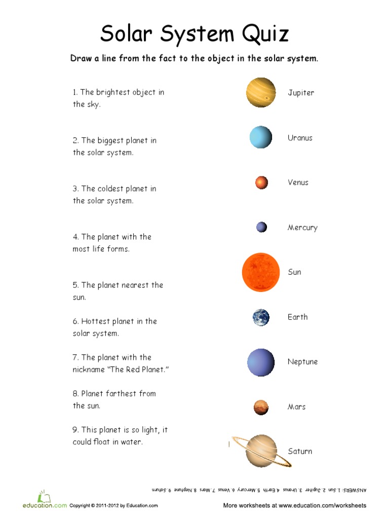 Solar System Quiz PDF