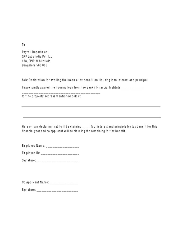 Joint Declaration On Housing Loan PDF PDF