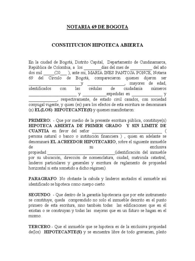 Constitucion de Hipoteca Derecho Civil Law)