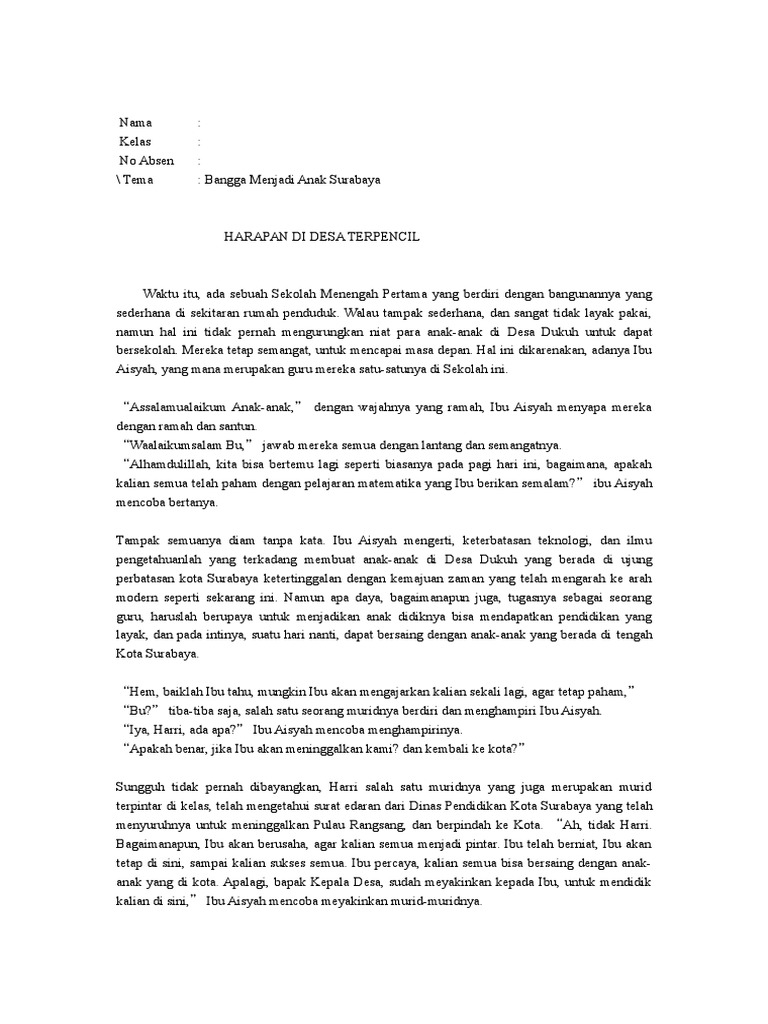 Cerpen Bangga Menjadi Anak Surabaya Pdf