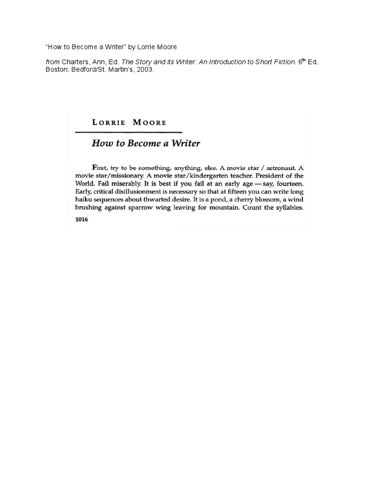 How To Become A Writer Lorrie Moore Pdf Writers Writing