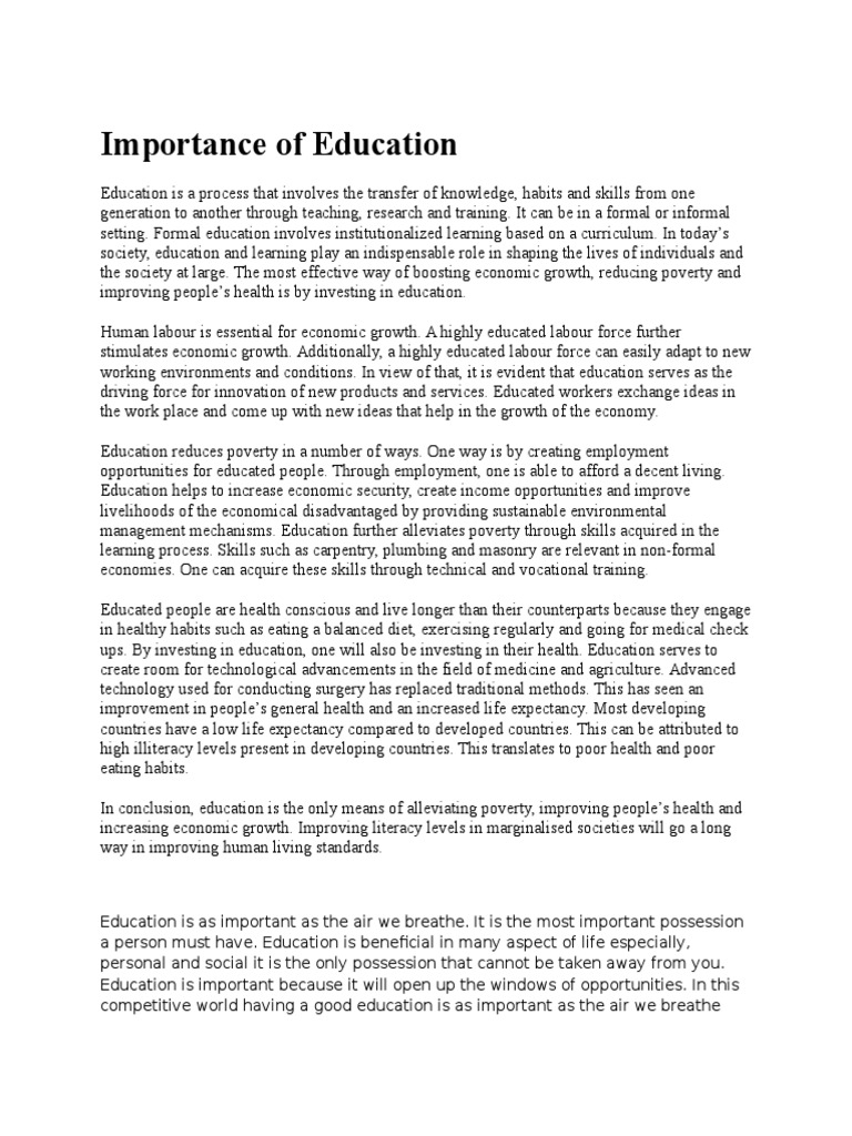 education reduce poverty essay pdf