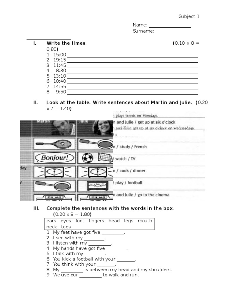 Time and Language Exercises for Students | PDF