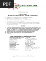 2007 Semi-Final Exam Instructions Do Not Open This Test Until You Are Told To Begin