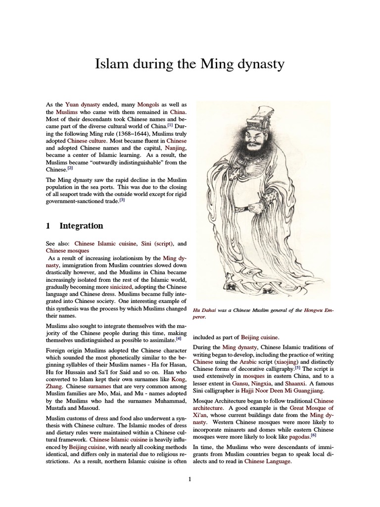 Islam in the Ming Dynasty | PDF | China | World Politics