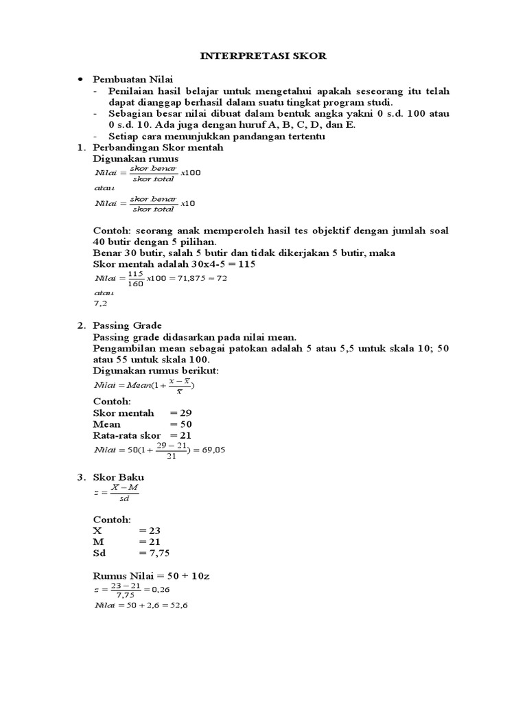 Panduan Interpretasi Skor Matematika | PDF
