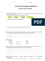 Clasa A III-a Mate Test Evaluare Finala