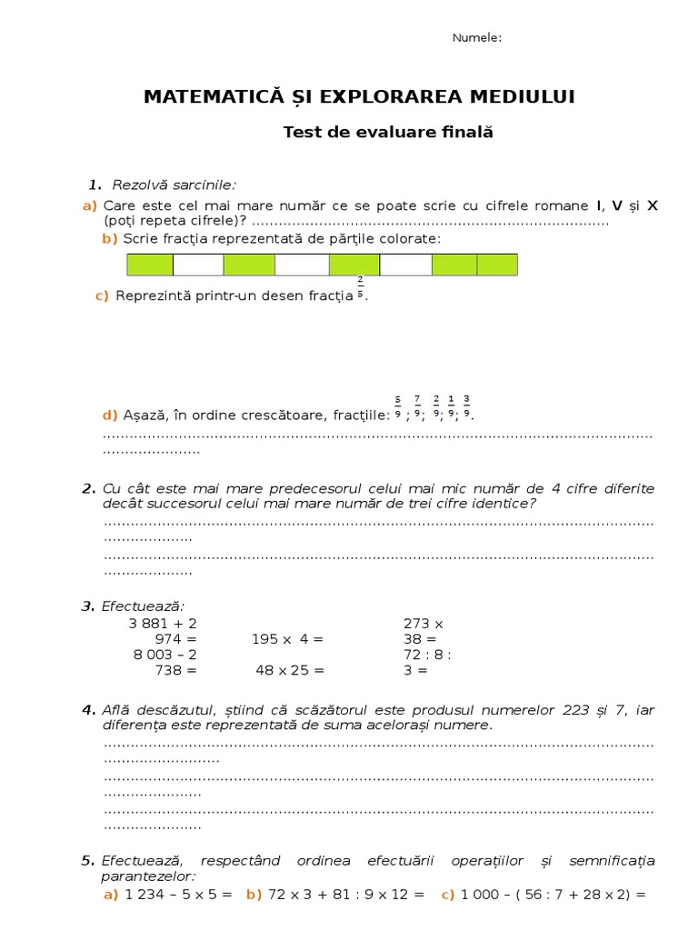 Evaluare Semestriala Educatie Civica Clasa 3