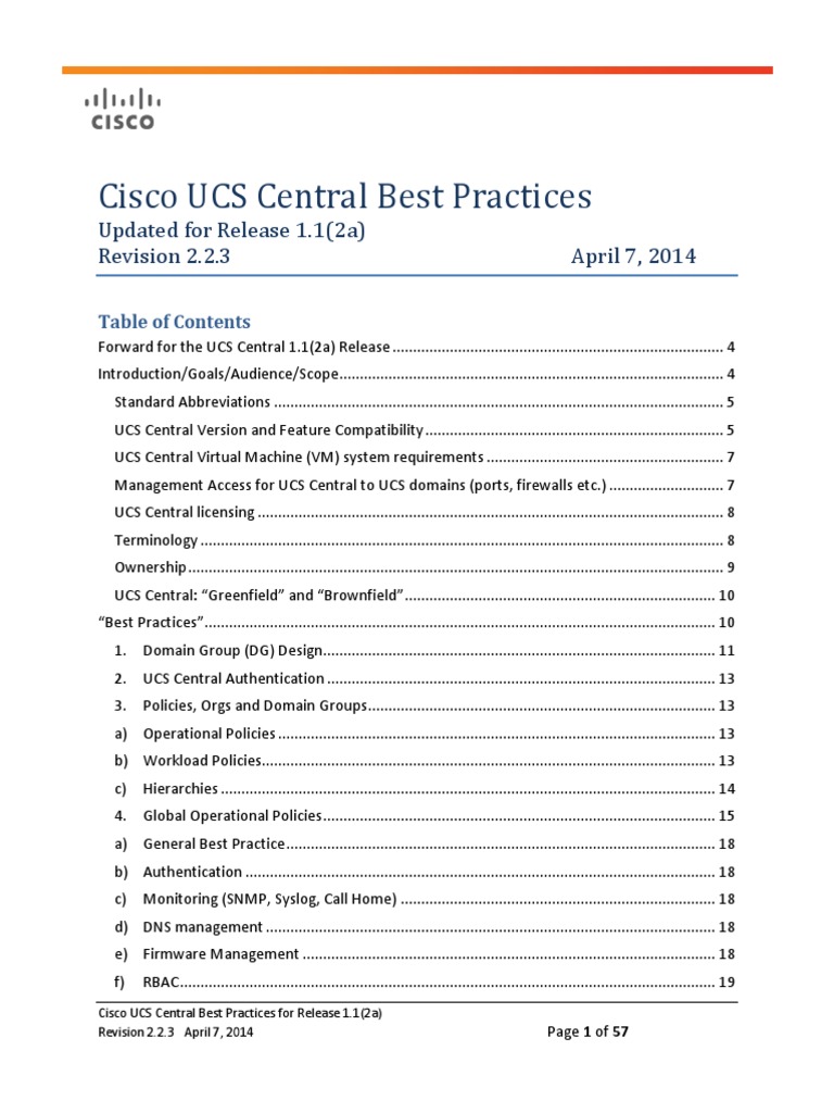 UCS Central Best Practices v2.2.3 | PDF | Public Key Certificate ...