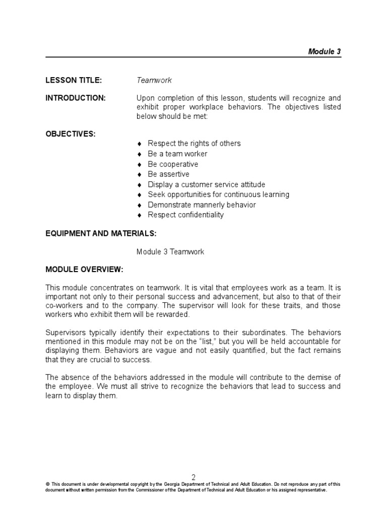 Vol. 2 - Module 3 Act. - TEAMWORK | PDF | Adult Education | Copyright