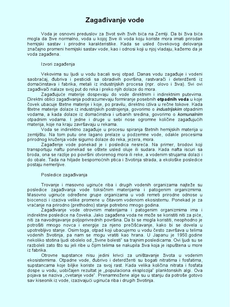 Zagadjivanje Vode PDF | PDF