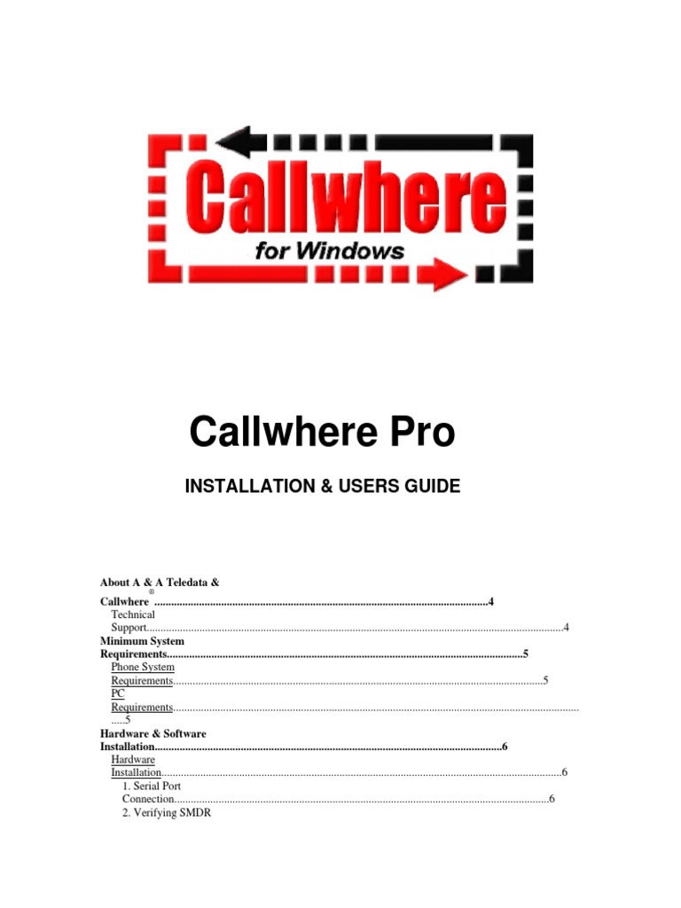 CallWhere Pro Manual | PDF | Transmission Control Protocol | Microsoft ...