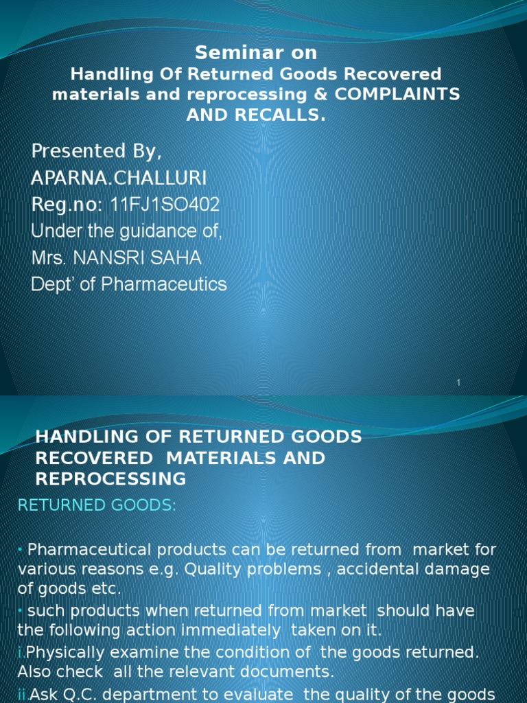Handling Returned Goods and Complaints | PDF | Quality Assurance | Food ...