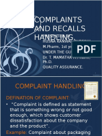 Complaints and Recalls Handling