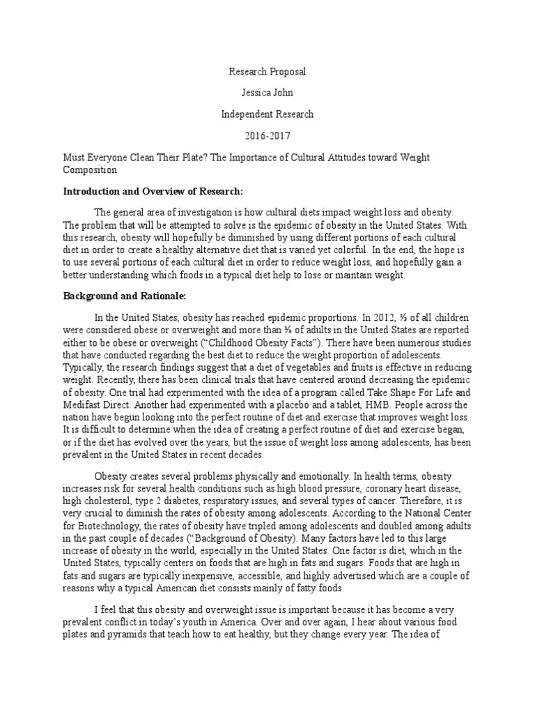 Research Proposal | PDF | Obesity | Dieting