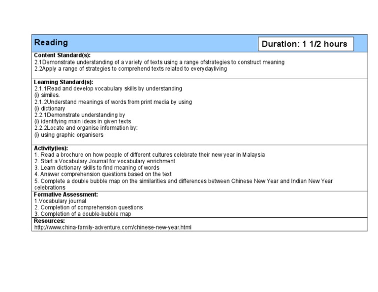 Reading Comprehension and Vocabulary Activities | PDF