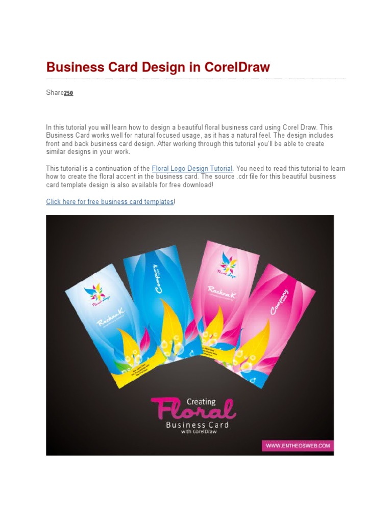 Floral Business Card Design Tutorial | PDF | Graphic Design | Media ...