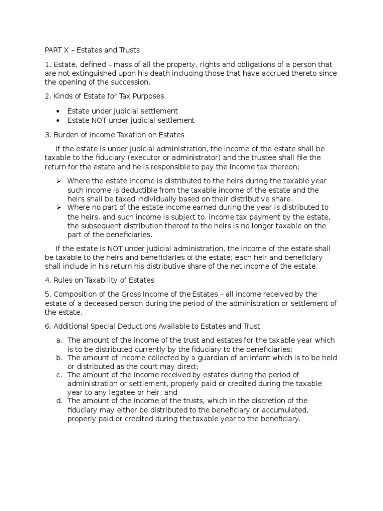 Estate and Trusts - Taxation 1 | PDF | Trust Law | Taxation In The ...
