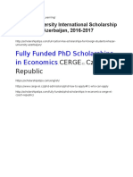 Fully Funded PHD Scholarships in Economics: Cerge Czech Republic