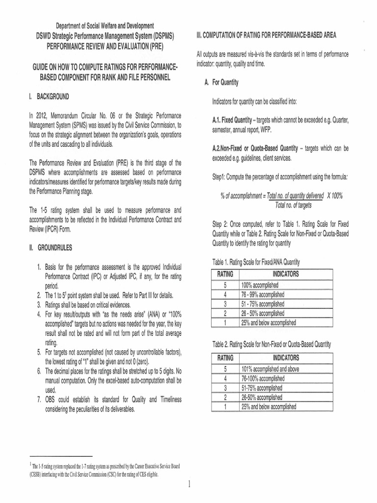 1 To 5 Rating Guide | PDF