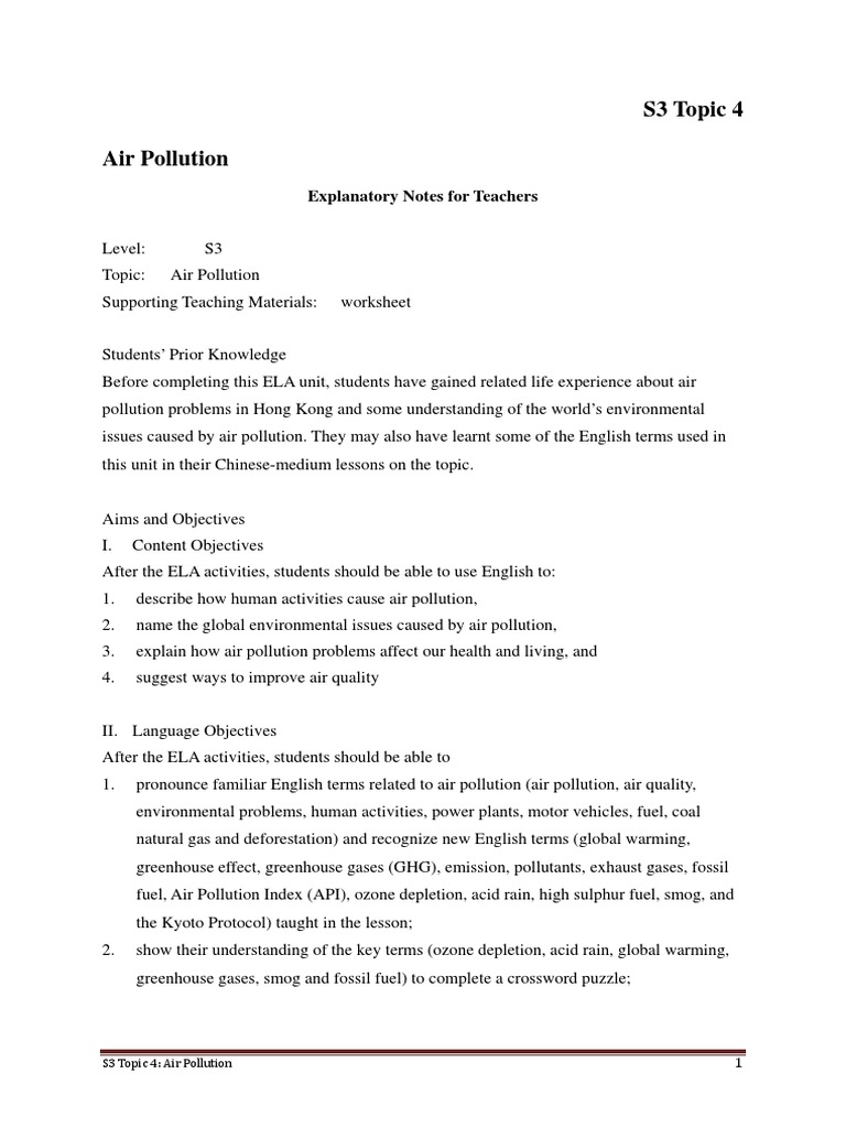 s3 Topic 4 Air Pollution PDF | PDF | Air Pollution | Exhaust Gas