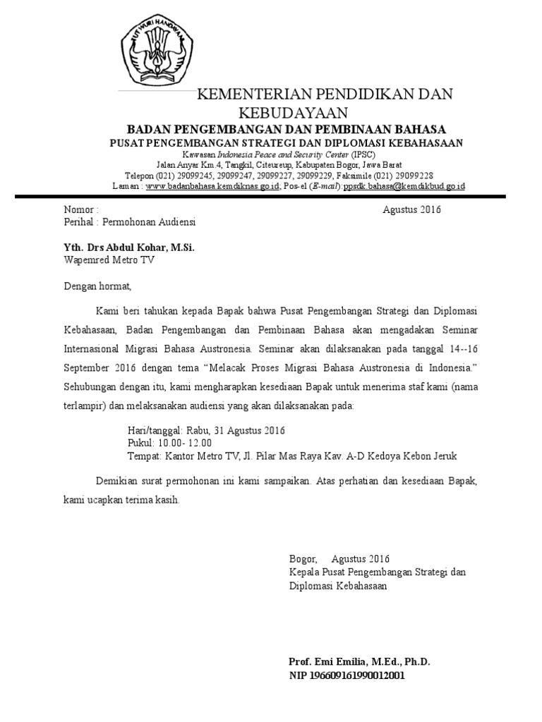 Contoh Surat Audiensi | PDF