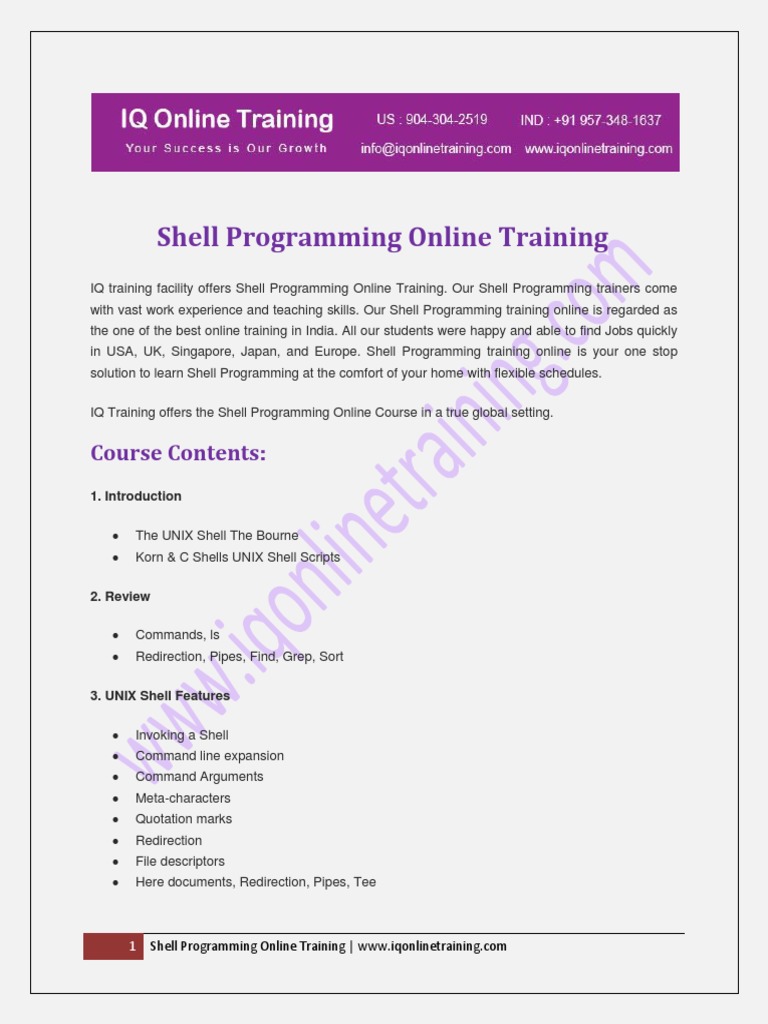 Shell Programming Online Training Pdf