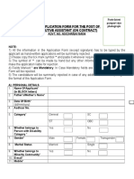 Application Form For The Post of Executive Assistant (On Contract)