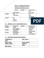 Jadual Waktu Kelas Tambahan Sabtu