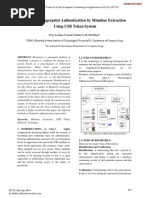 Biometric Fingerprint Authentication by Minutiae Extraction Using USB Token System