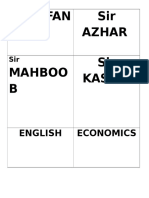 Sir Irfan Sir Azhar Mahboo B Sir Kashif: English Economics
