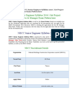 NBCC Junior Engineer Syllabus 2016 - Get Project Executive & Manager Exam Pattern Here