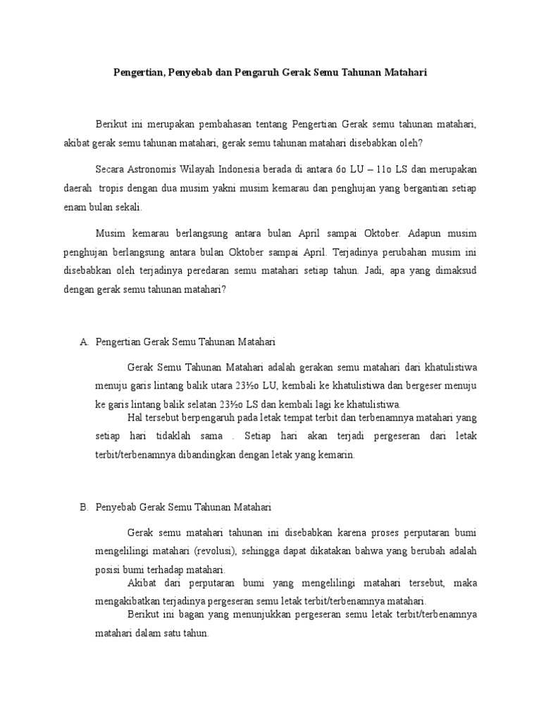 Pengertian Gerak Semu Matahari Docx