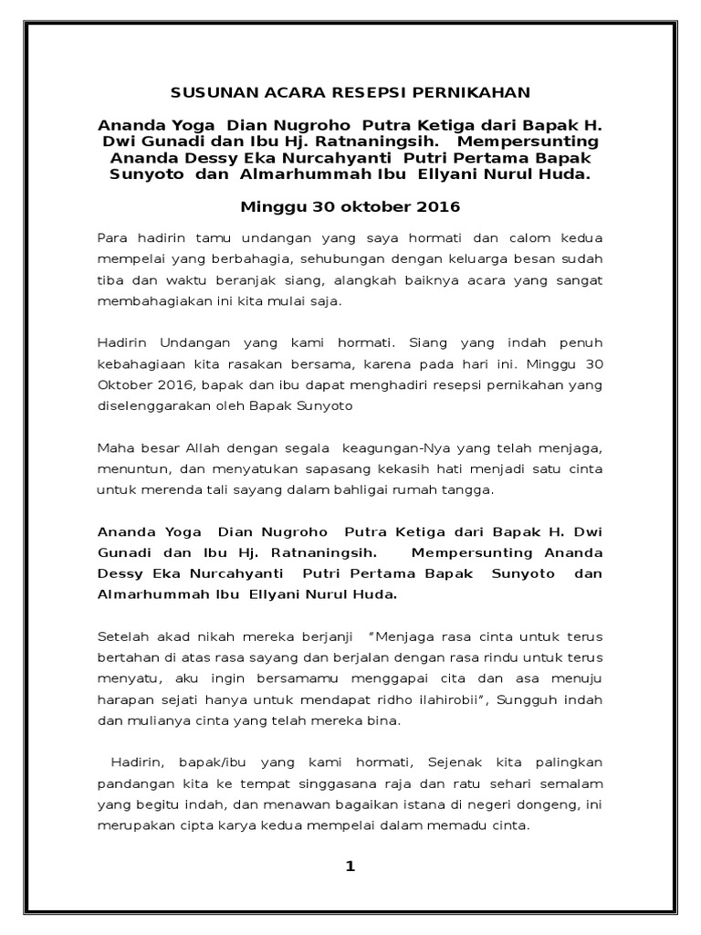 Cetak Resepsi Pernikahan