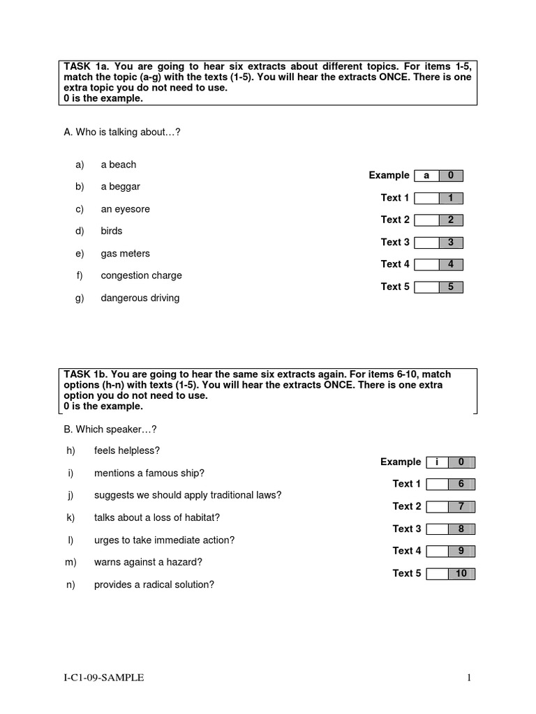 C1 Listening Comprehension Sample PDF | PDF | Foreign Language Studies