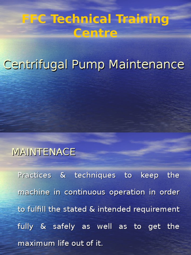 CENTRIFUGAL PUMP MAINTENANCE MANUAL PDF visual data 6